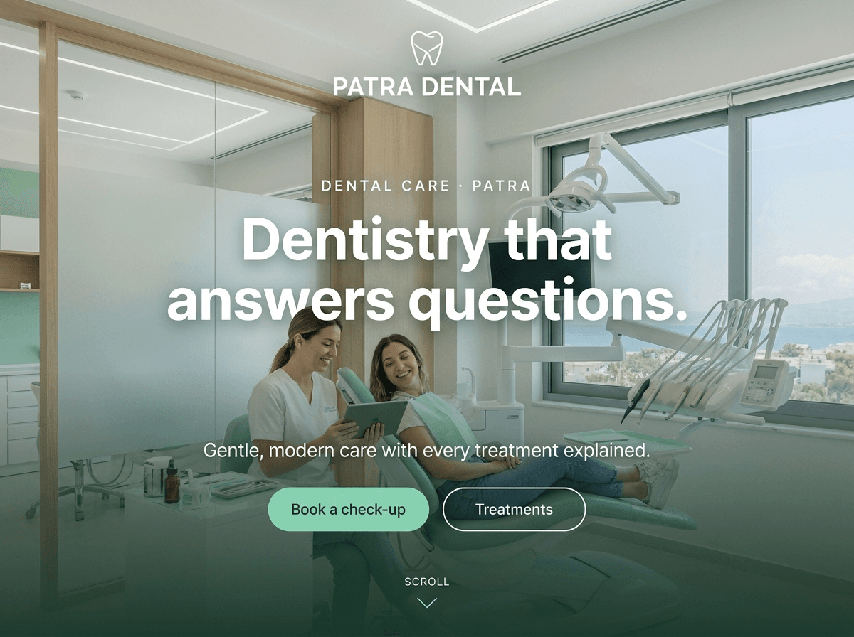 Concept homepage design for a Dental · Patra business