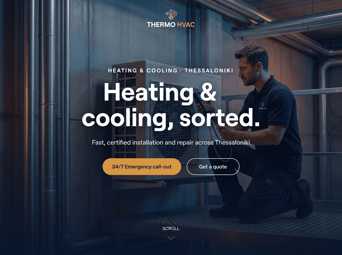 Concept homepage design for a HVAC · Thessaloniki business