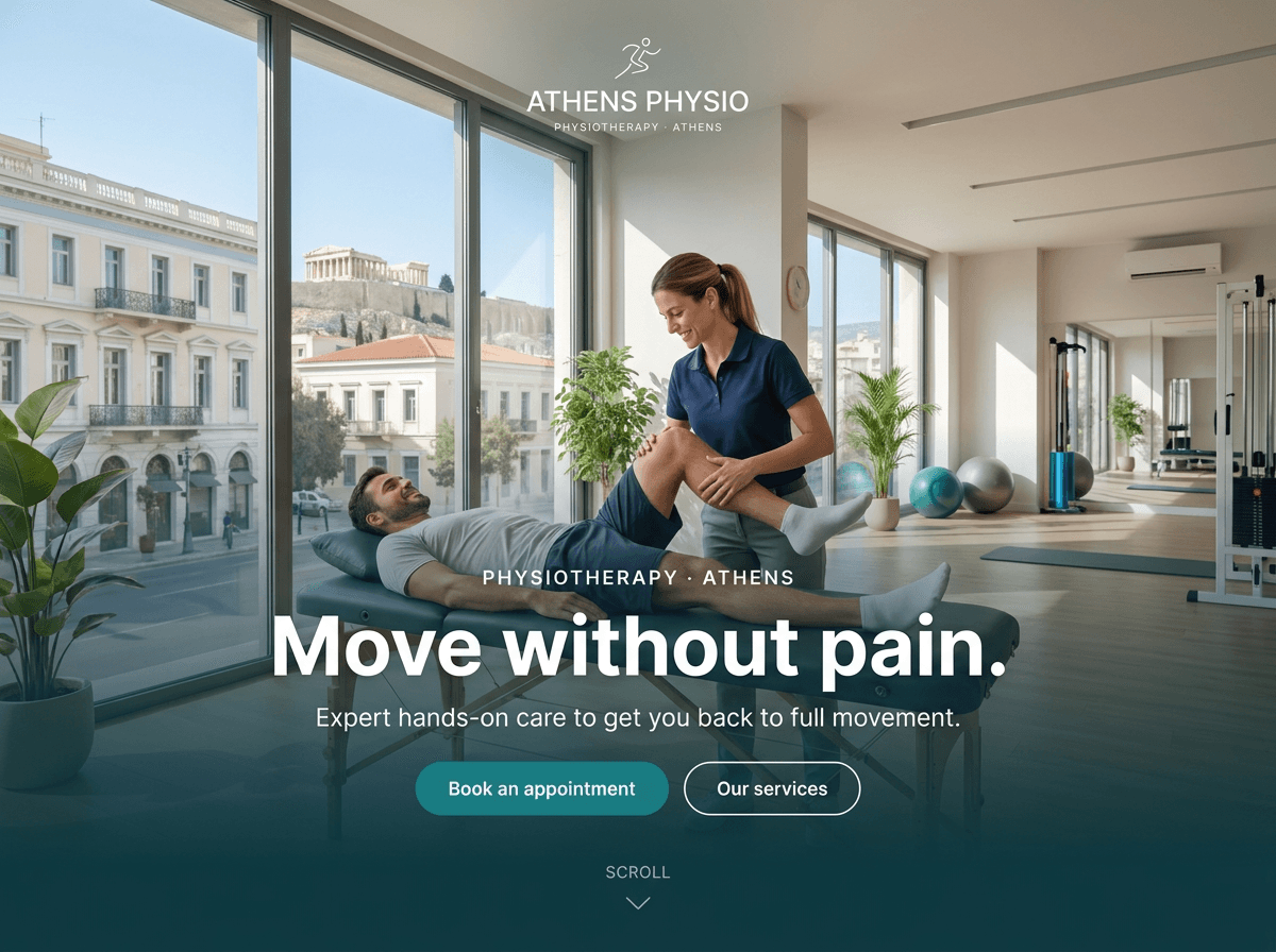 Concept homepage design for a Physiotherapy · Athens business